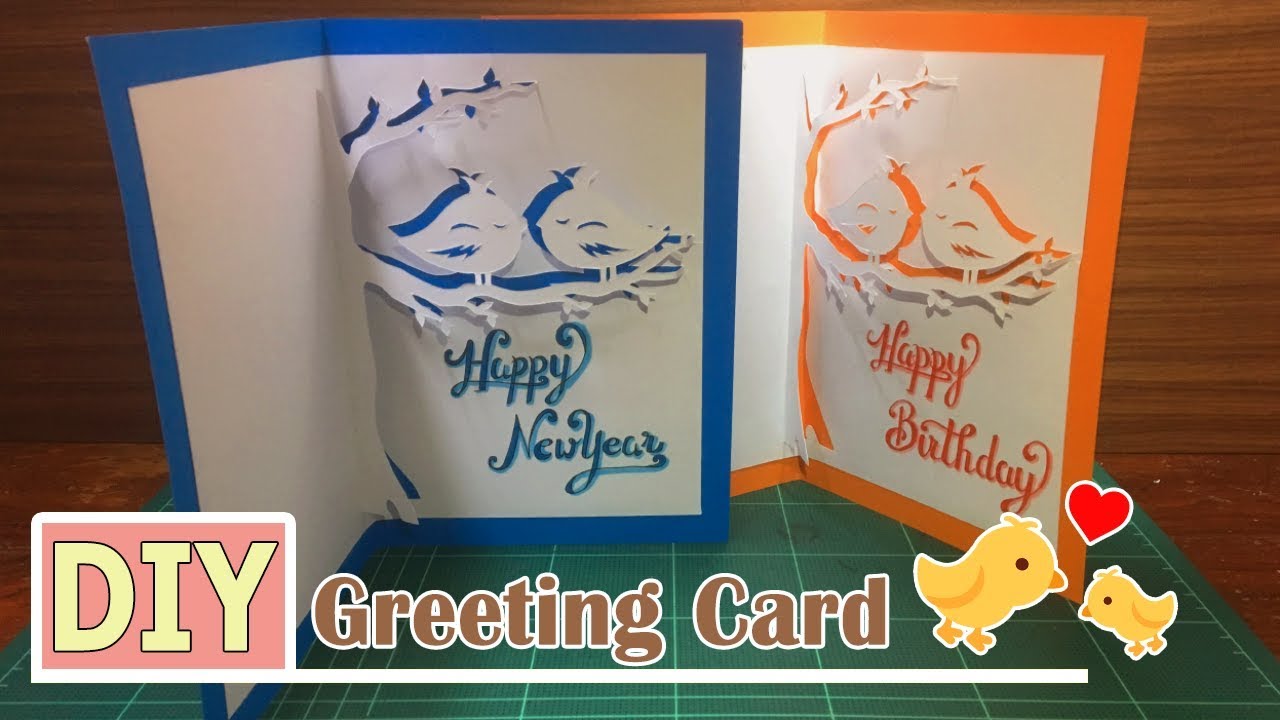 Greeting card - little Bird - tutorial pop up card - YouTube