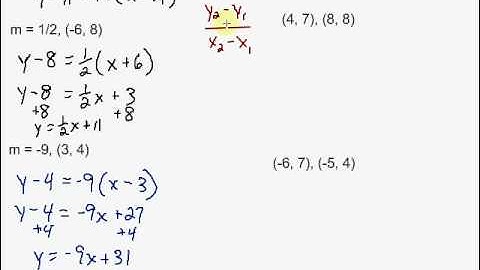 Writing Equations in Point-Slope Form