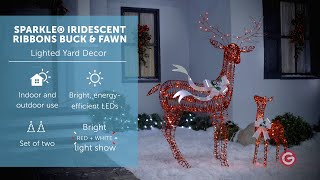 SPARKLE® IRIDESCENT RIBBONS BUCK & FAWN | Lighted Yard Decor