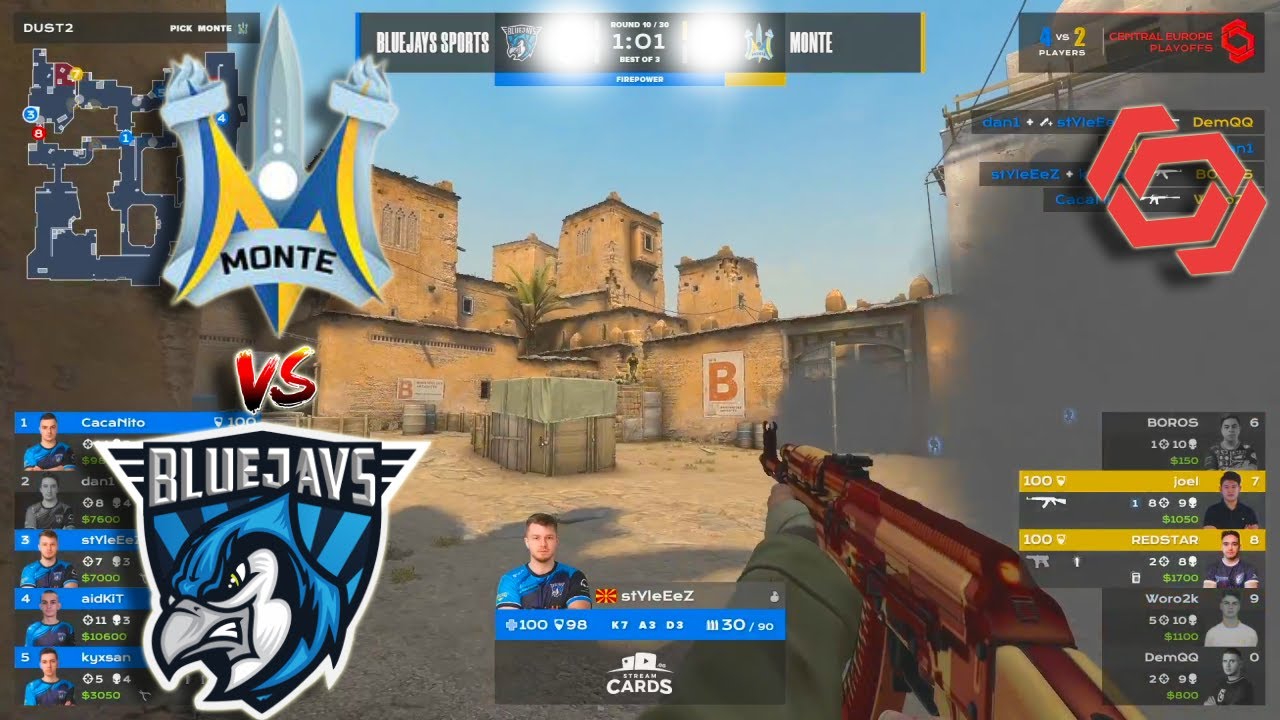BLUEJAYS vs Monte | MATCH HIGHLIGHTS | CCT CENTRAL EUROPE | CSGO - YouTube