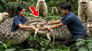 Animal Rescue: Man Fights Giant Python to Save Helpless Baby Monkey