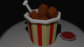 Speed Modeling A Low Poly Bucket of Chicken || Blender