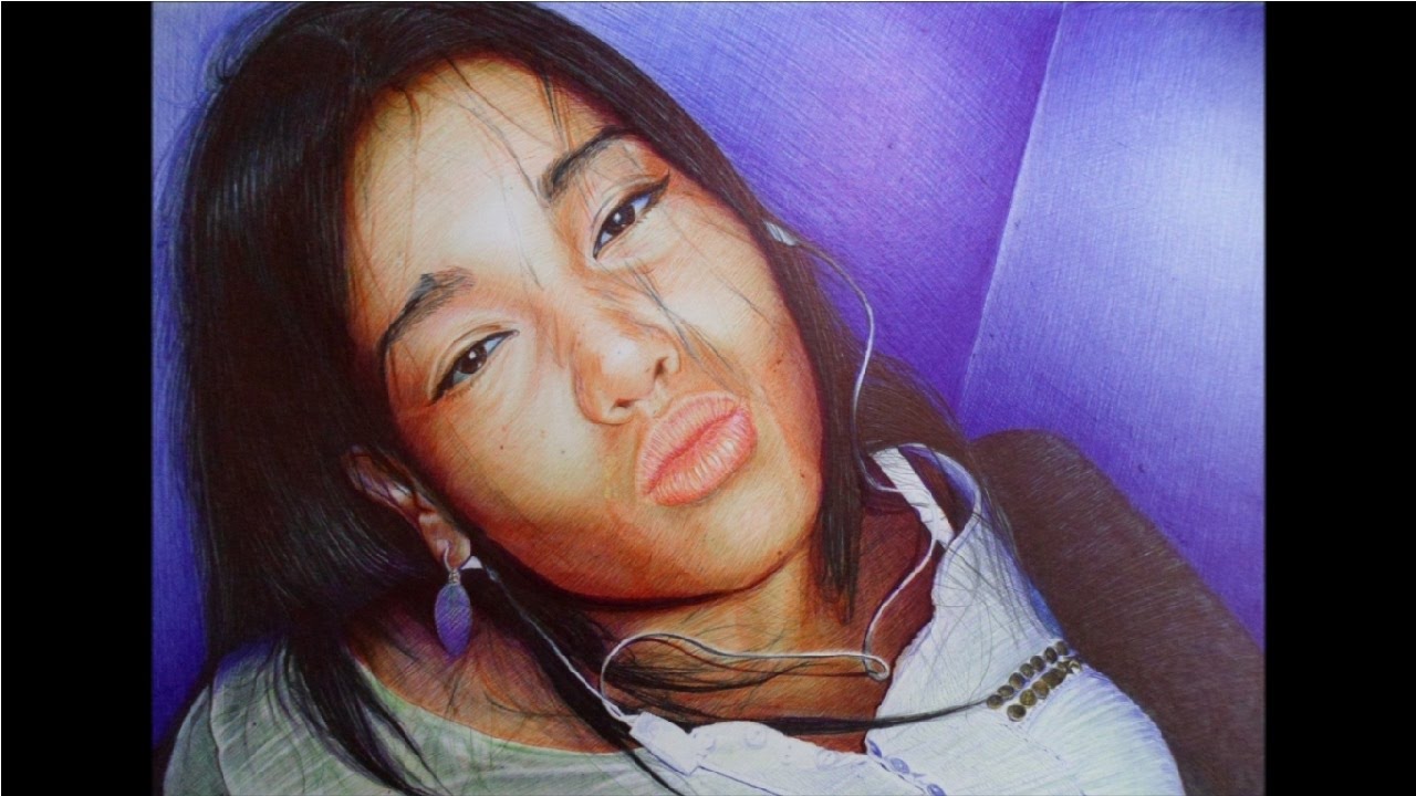Ballpoint pen drawing - realistic portrait - YouTube