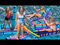 LAST to FALL OFF their POOL NOODLES RAFT CHALLENGE!! W/ The Shumway Show