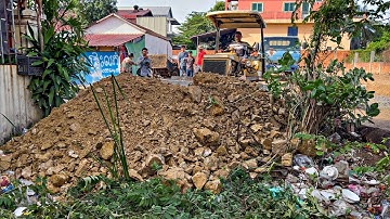 Wonderful New Project!! Filling Land Delete Garbage Using Bulldozer Push soil with 5ton Trucks