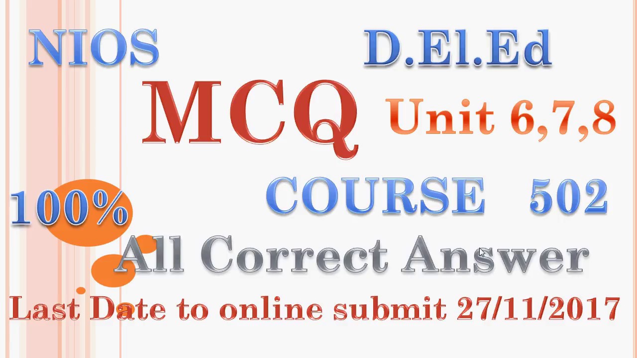 Block 502 Unit 6,7,8 MCQ All Correct Answers  ब्लॉक 503  इकाई 6,7,8 का सही उत्तर