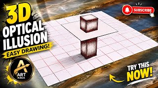 🔥 How to Draw a Floating 3D Cube | Easy Optical Illusion Drawing