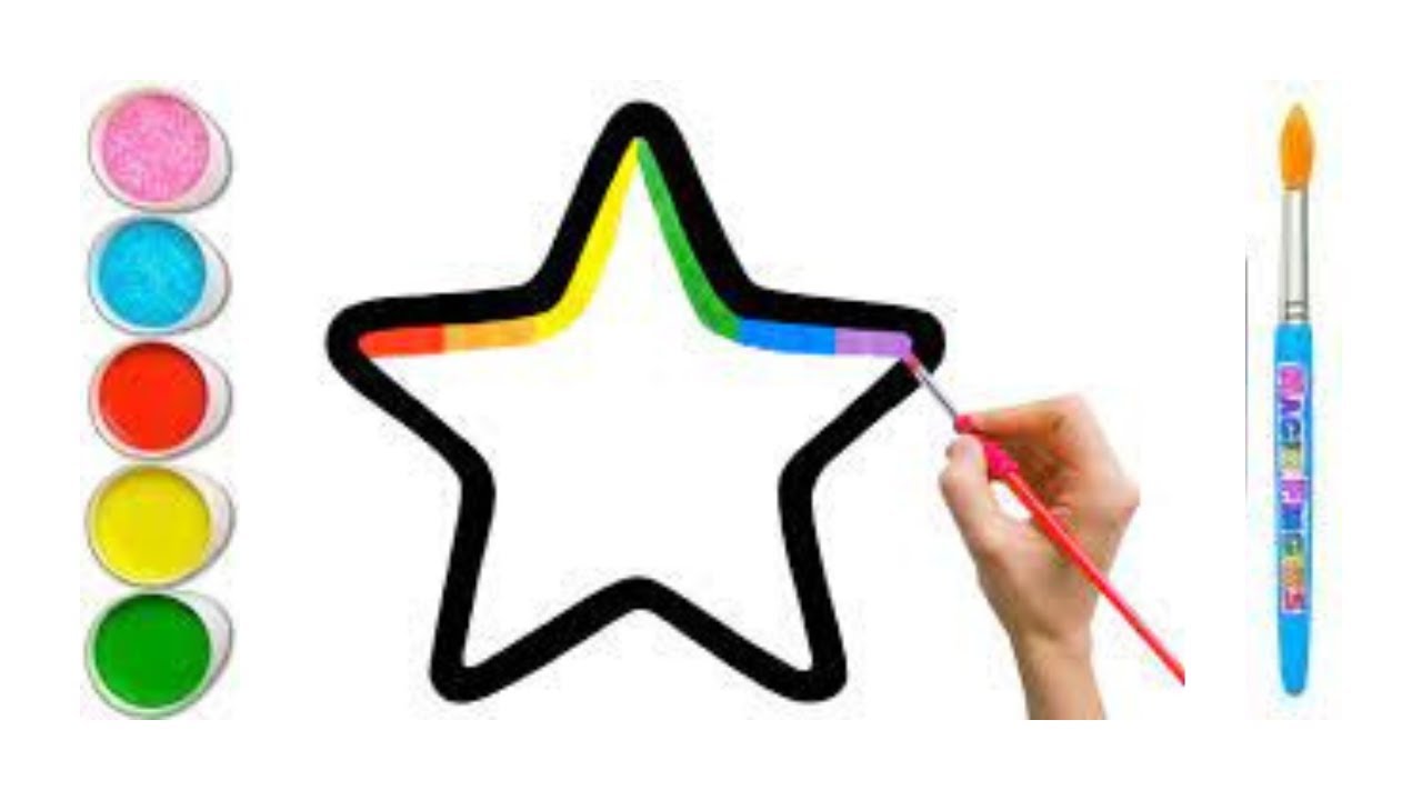 Drawing, Painting, Coloring star for kids & toddlers How to draw star