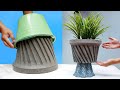 Cement Craft Ideas - Handmade Plant Pots From Cement and plastic buckets