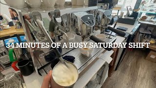 Pov- Barista Working Through A Saturday Lunch Rush