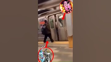 D4C Love Train VS TUSK Act 4 IRL in NYC Subway Station 😱 #steelballrun #shorts #jojomemes