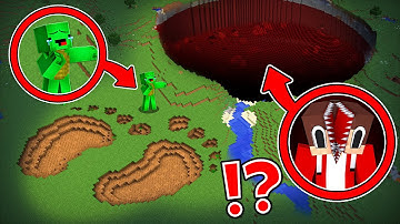 Mikey found the FOOTPRINTS of CREEPY JJ in PIT in Minecraft Challenge - Maizen