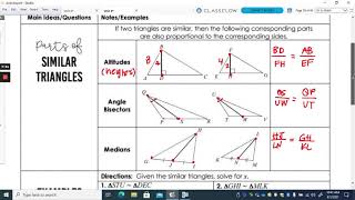 6.8 Parts of Similar Triangles