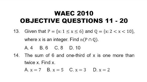 WAEC 2010 Mathematics Objective Questions 11 - 20