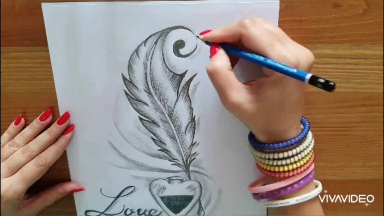 Como Dibujar Una Pluma Dibujos A Lápiz Youtube