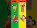 Pen vs pencil comparison pen pencil shorts viral trending facts live youtubeshorts