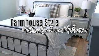 FARMHOUSE STYLE MASTER BEDROOM MAKEOVER / BUDGET BEDROOM MAKEOVER