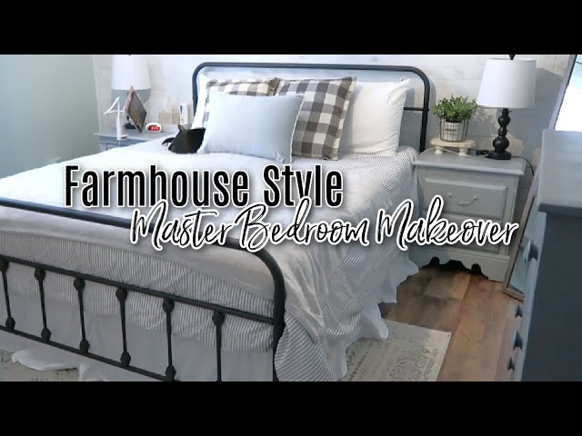 FARMHOUSE STYLE MASTER BEDROOM MAKEOVER / BUDGET BEDROOM MAKEOVER