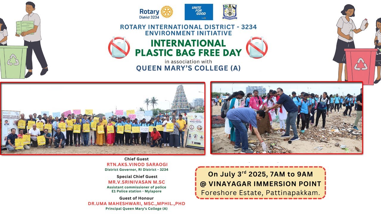 international plastic bag free day by rotary district 3234 & queen marys college