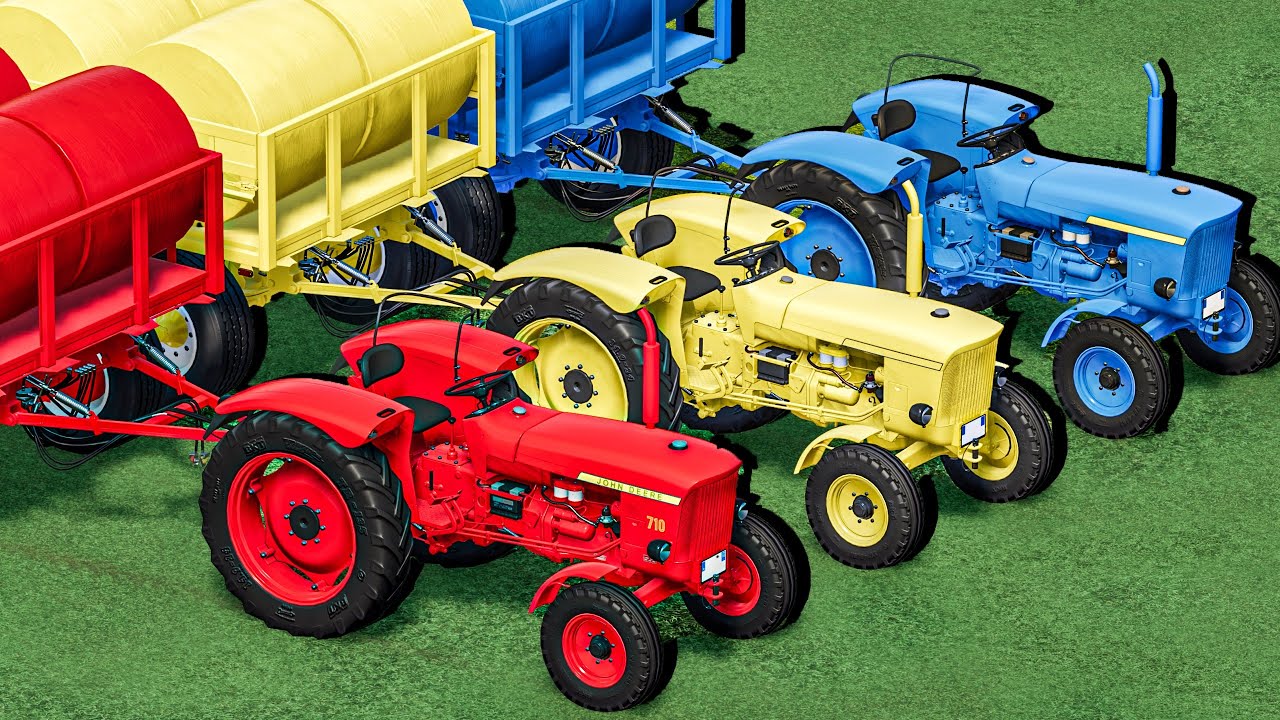 Work with Colors - GRASS BALE WORK with JOHN DEERE Mini Tractors - Farming Simulator 22