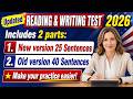 English Reading and Writing Test - 25 Sentences (New) & 40 Sentences (Old)| US Citizenship Test 2026