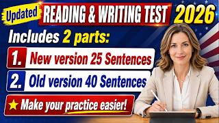 English Reading and Writing Test - 25 Sentences (New) &amp; 40 Sentences (Old)| US Citizenship Test 2026
