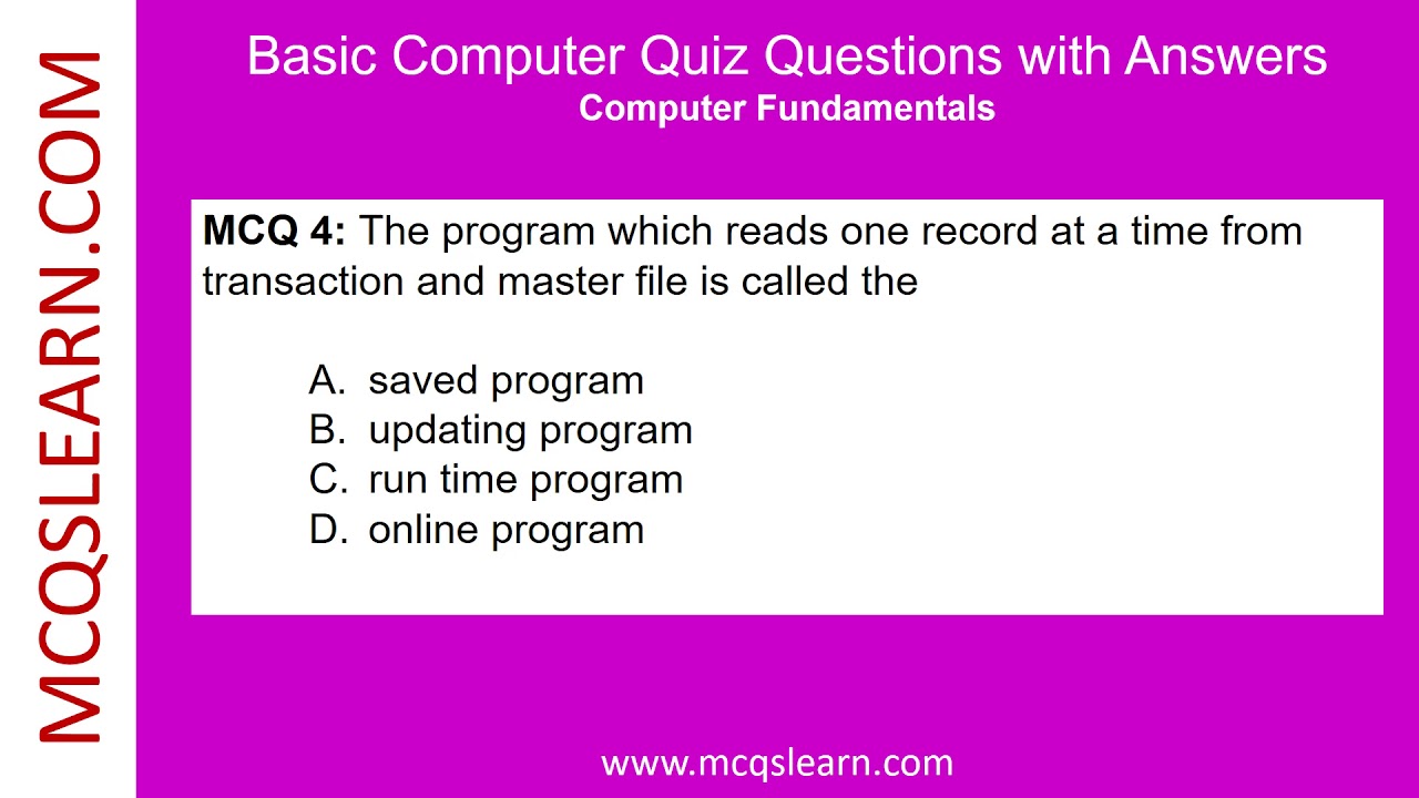 Basic Computer Quiz Questions Mcqs Online Test Computer Trivia Questions Answers Youtube