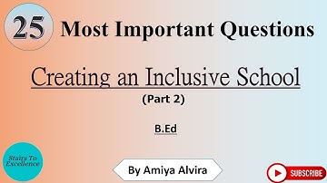 Important MCQs For Creating an Inclusive School | Part- 2 | Amiya Alvira