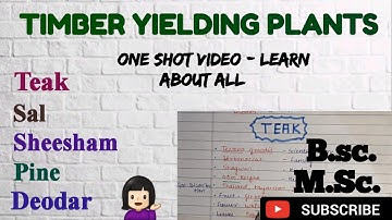 Timber Yielding Plants|| Economic Botany Timber Plants/ Teak, Sal, Pine, Seesham, Deodar #mscbotany