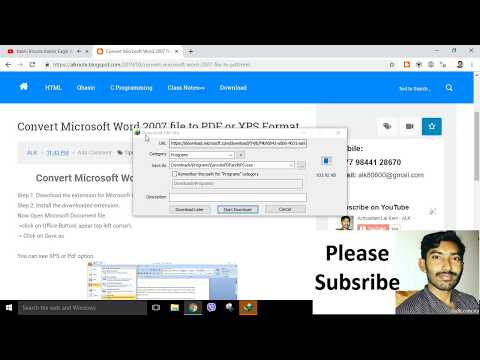 Convert Microsoft Word 2007 file to PDF or XPS Format