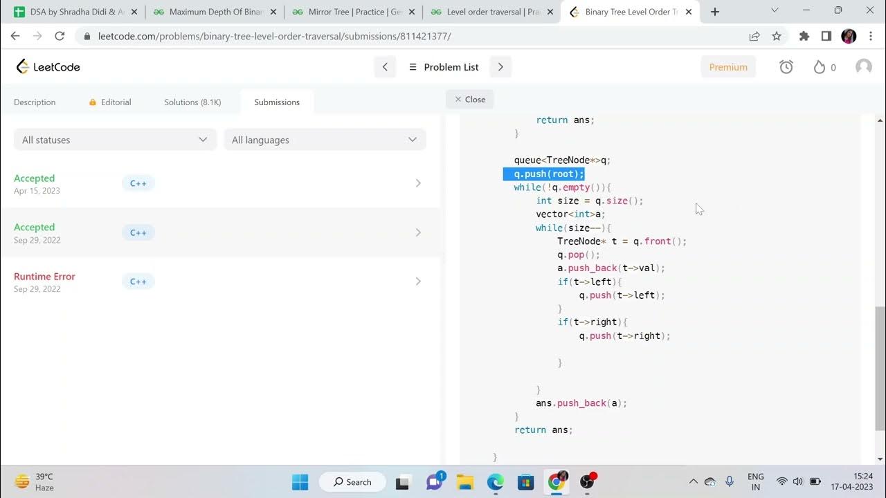Binary Tree Level Order Traversal || Binary Trees - YouTube