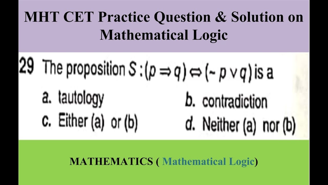 MHT CET Practice 3 | Question & Solution | Mathematical Logic ...