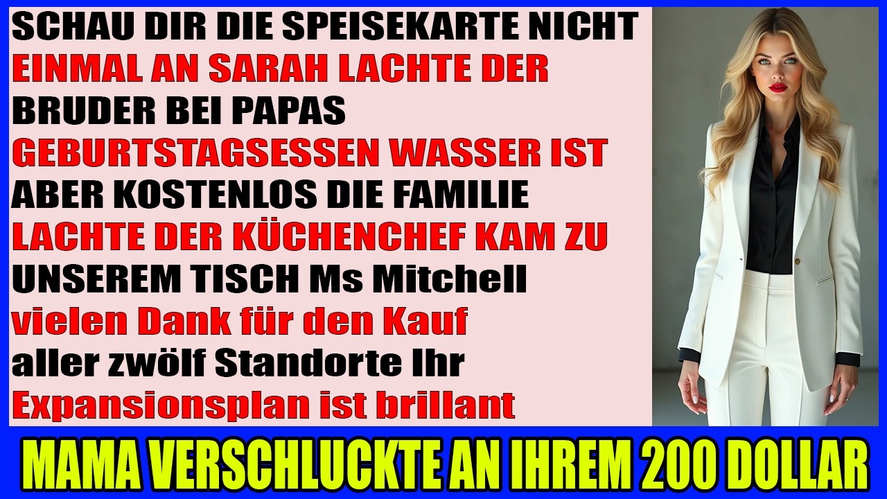Zum 60. von Papa Bruder sagt ich kann das Menü nicht zahlen doch ich habe es gekauft