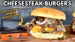 Cheesesteak Burger Recipe on the Blackstone --First cook on the 22in Blackstone Griddle