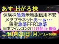 あす上がる株　2025年１０月２０日（月）に上がる銘柄。保険株が急落、米地銀の信用不安。東宝急落、FFRI急落。メタプラネットが。日本フイルコン配当～最新の日本株情報。高配当株の株価やデイトレ情報～