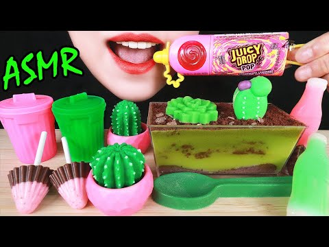 ASMR EDIBLE CACTUS POTS, GARBAGE CANDY,  NIK L NIP WAX BOTTLE, CHOCOLATE SPOONS EATING SOUNDS 咀嚼音 먹방