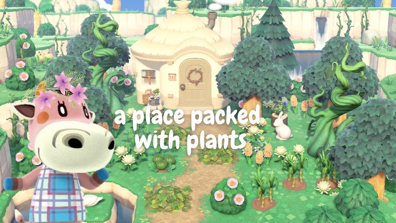 a small cozy place packed with plants | Animal Crossing: New Horizons
