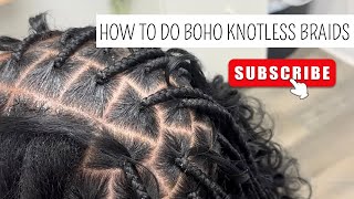 How to add boho knotless curls to your knotless braids   | it’s actually very easy