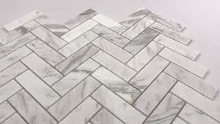 Tidal Calacatta Grey Herringbone Honed Marble Mosaic Tile