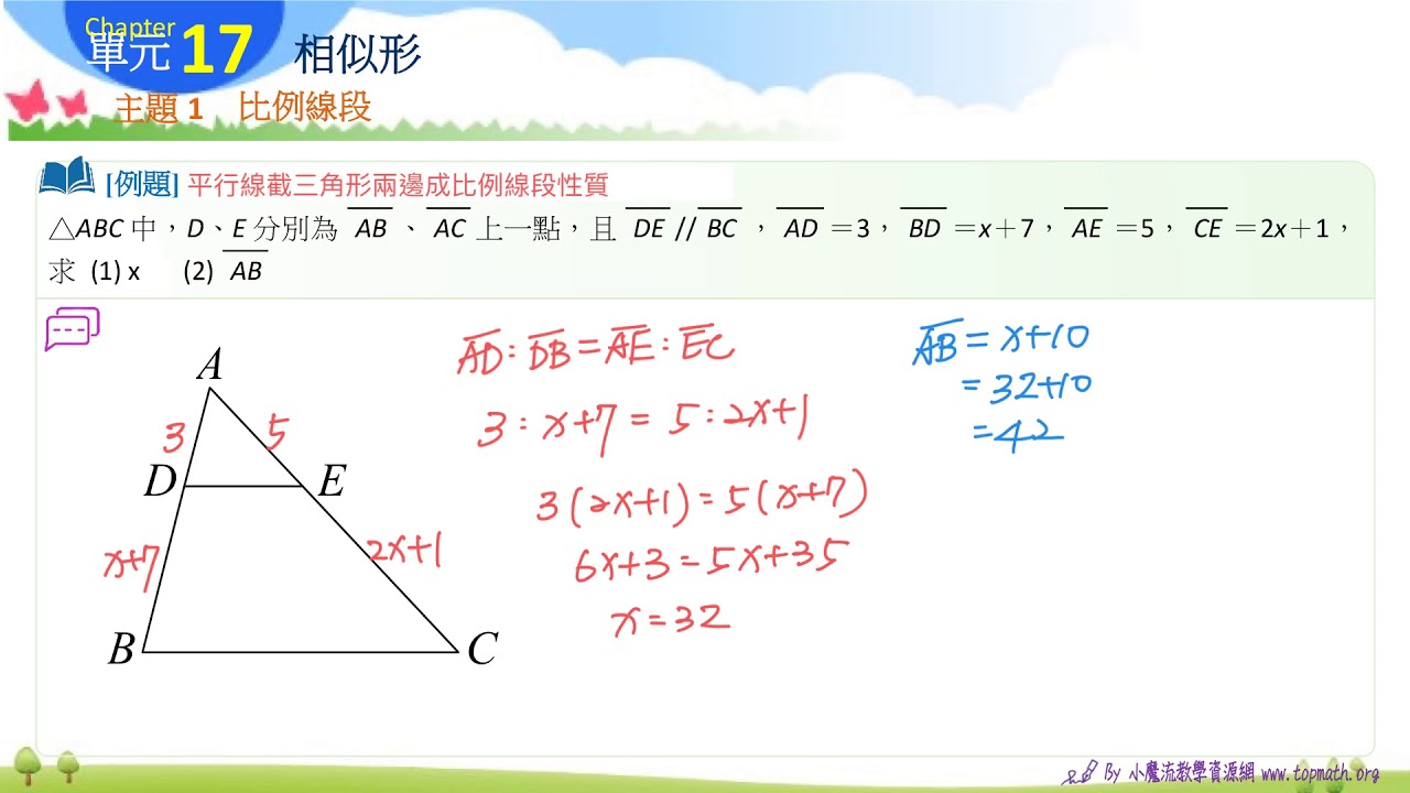 小魔流國中數學 單元 相似形 小節 比例線段 重點3 平行線截三角形兩邊成比例線段性質 Youtube