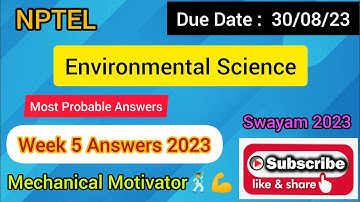 Environmental Science | Week 5 Quiz | Assignment 5 Solution | NPTEL | SWAYAM 2023