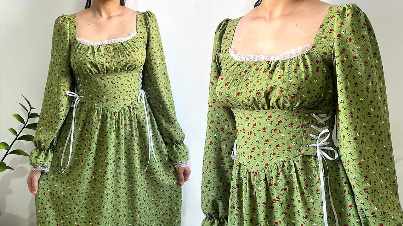 Make This Vintage Puff Sleeve Dress | No Pattern, Beginner Friendly!🍃