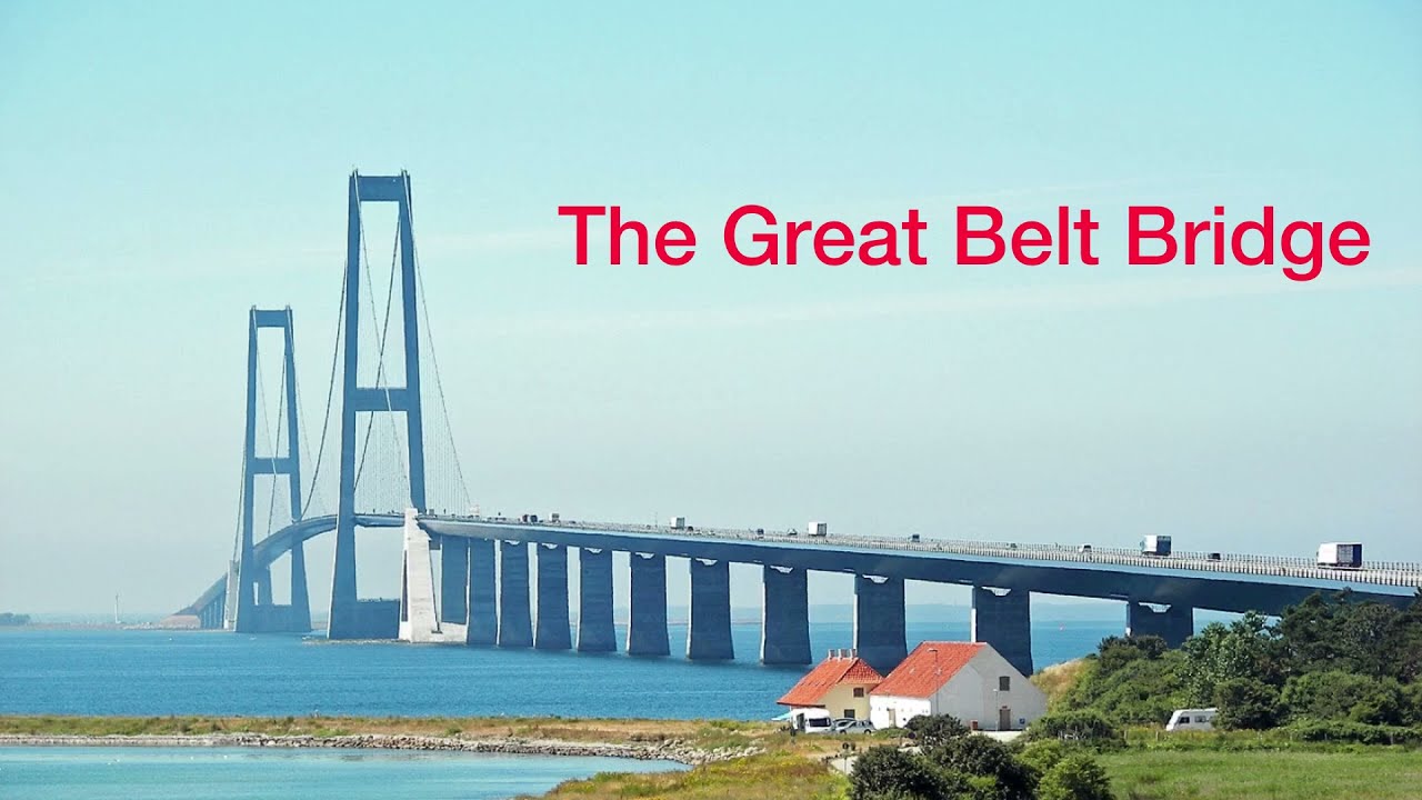 The Great Belt bridge connecting Denmark, Sea view 