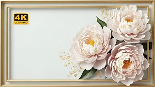 Blush Peony Gold Bloom | Gold Frame TV Art | 4K Elegant Floral Frame TV Screensaver screenshot 5