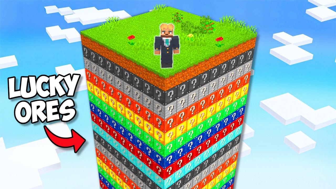 Minecraft One Chunk, But There's LUCKY BLOCKS