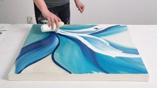 LOTS of Movement & Depth! Abstract Acrylic Painting with Fluid Acrylics /  'Wild Waters'