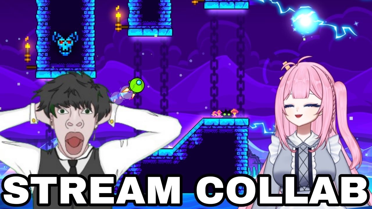 TÔI COLLAB(ĐẤU KIẾM) CHƠI GEOMETRY DASH CÙNG MOE KIMORA