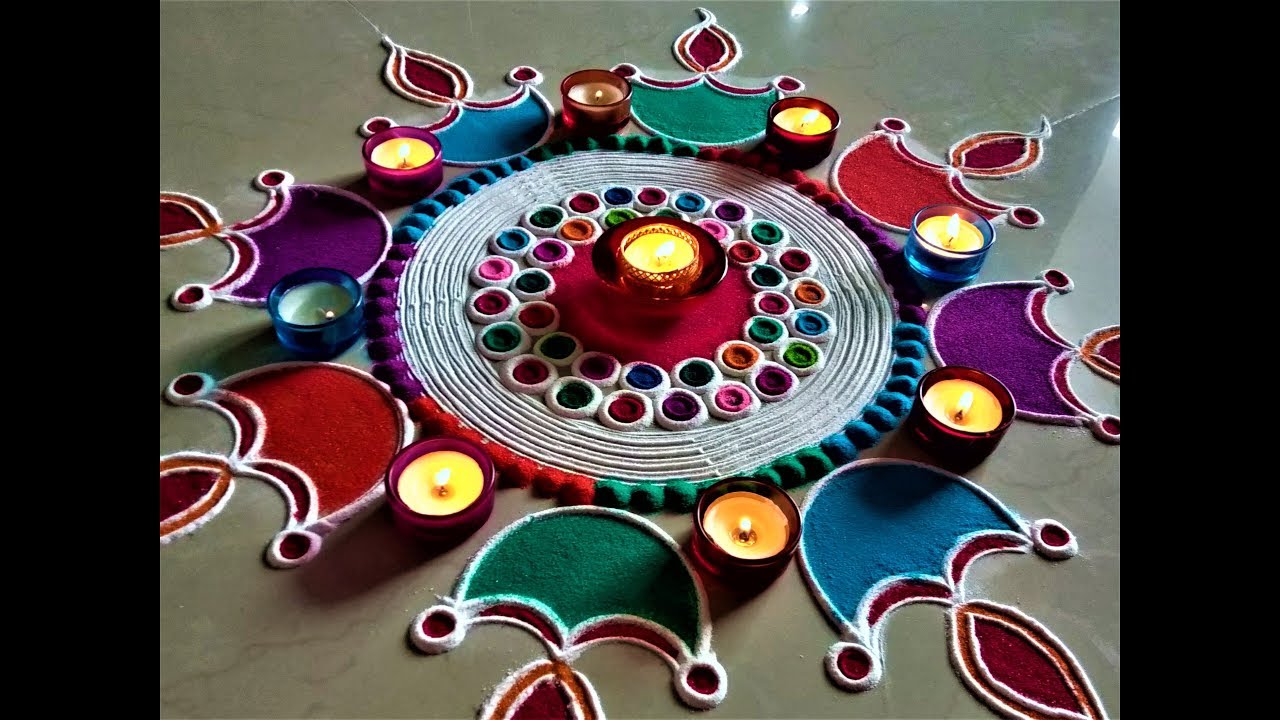 Very Attractive Diya Rangoli For Deepawali Festival| Colourfull ...