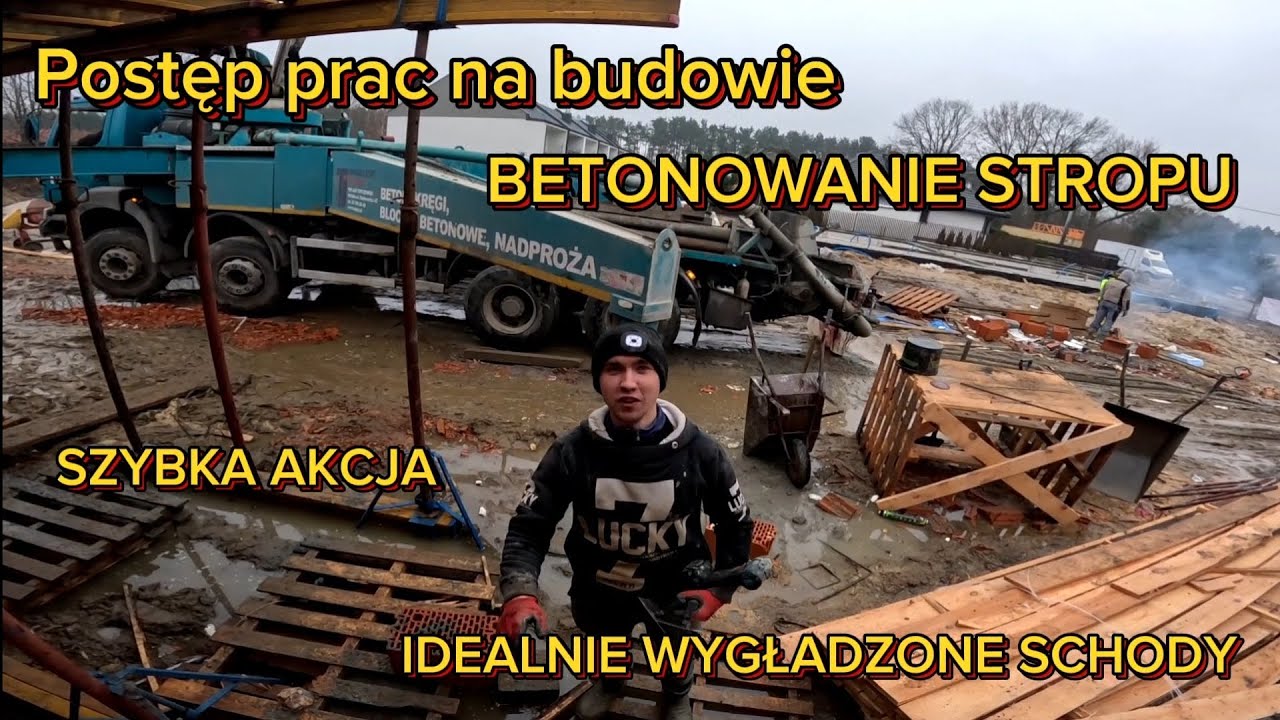 Betonowanie stropu,  betonowanie schodów,  beton, pompa do betonu,  blochekipa