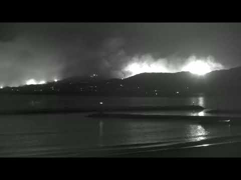 Malibu Fire Footage from Los Angeles Beach Cam